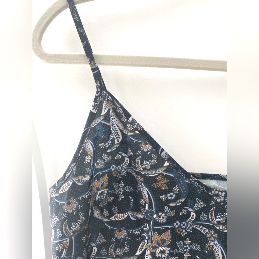 Veronica Beard Silk Dark Teal Floral Camisole Women’s Large Cami Top Fairy Boho - Picture 4 of 11